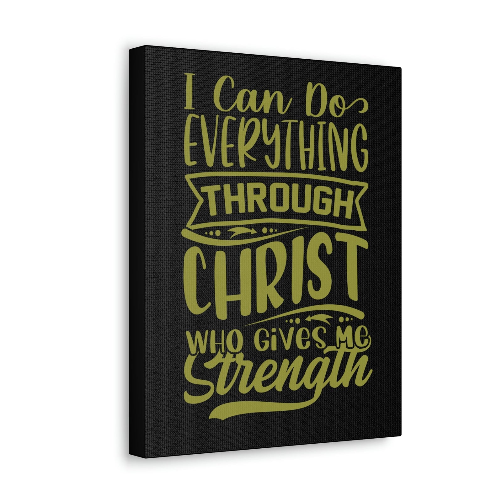 Scripture Walls Gives Me Strength Philippians 4:13 Dark Green Christian Wall Art Bible Verse Print Ready to Hang Unframed-Express Your Love Gifts