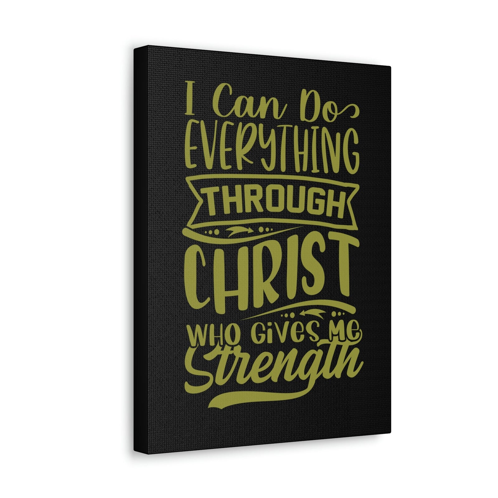Scripture Walls Gives Me Strength Philippians 4:13 Dark Green Christian Wall Art Bible Verse Print Ready to Hang Unframed-Express Your Love Gifts