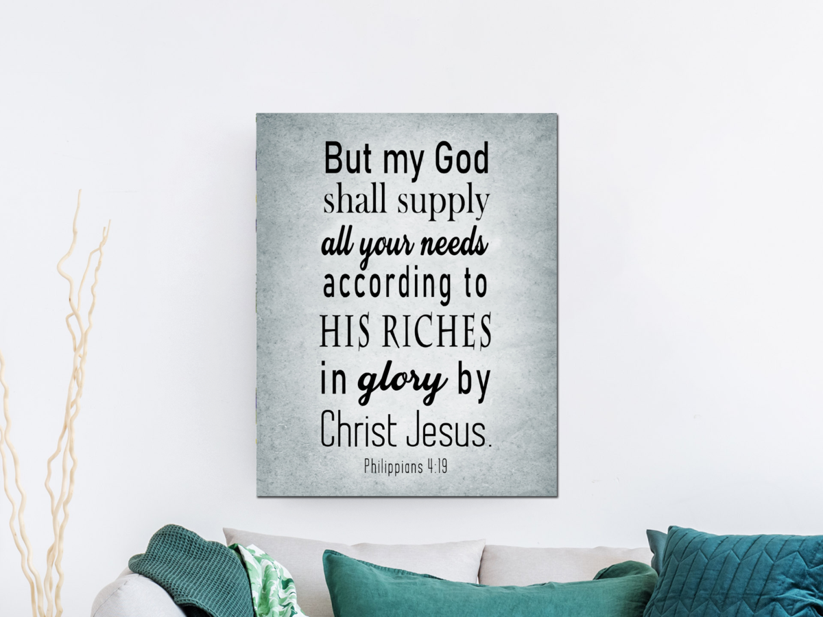 Scripture Walls Glory by Jesus Christ Philippians 4:19 Scripture Bible Verse Canvas Christian Wall Art Ready to Hang Unframed-Express Your Love Gifts
