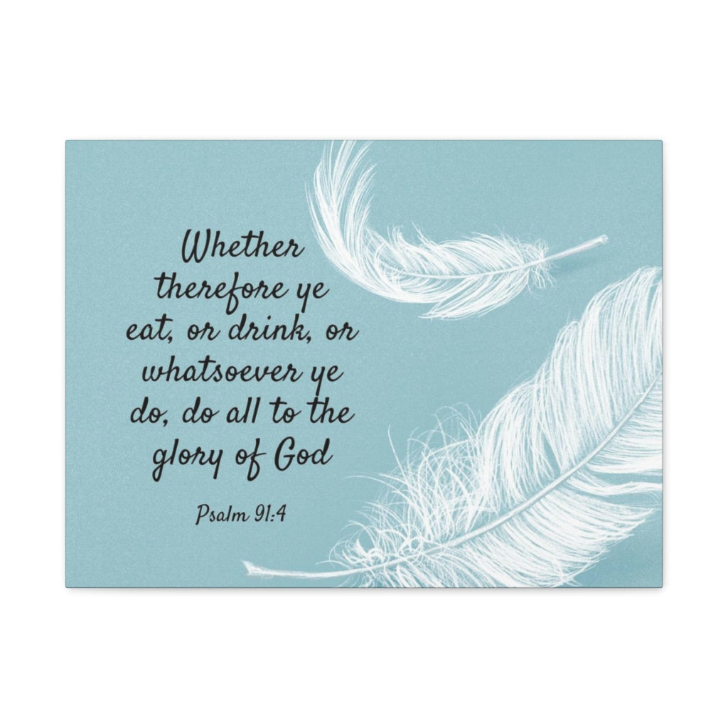 Scripture Walls Glory Of God Psalm 91:4 Feather Bible Verse Canvas Christian Wall Art Ready to Hang Unframed-Express Your Love Gifts