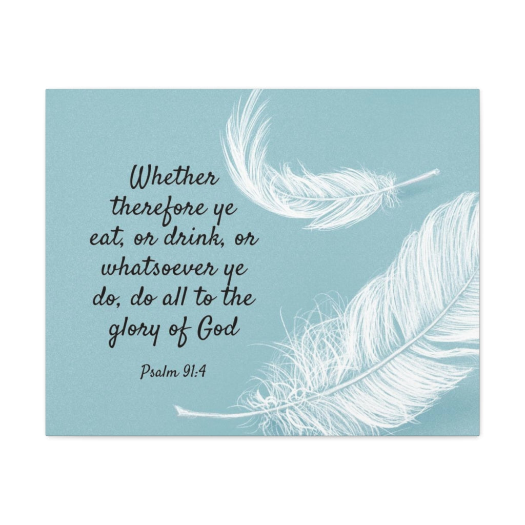 Scripture Walls Glory Of God Psalm 91:4 Feather Bible Verse Canvas Christian Wall Art Ready to Hang Unframed-Express Your Love Gifts