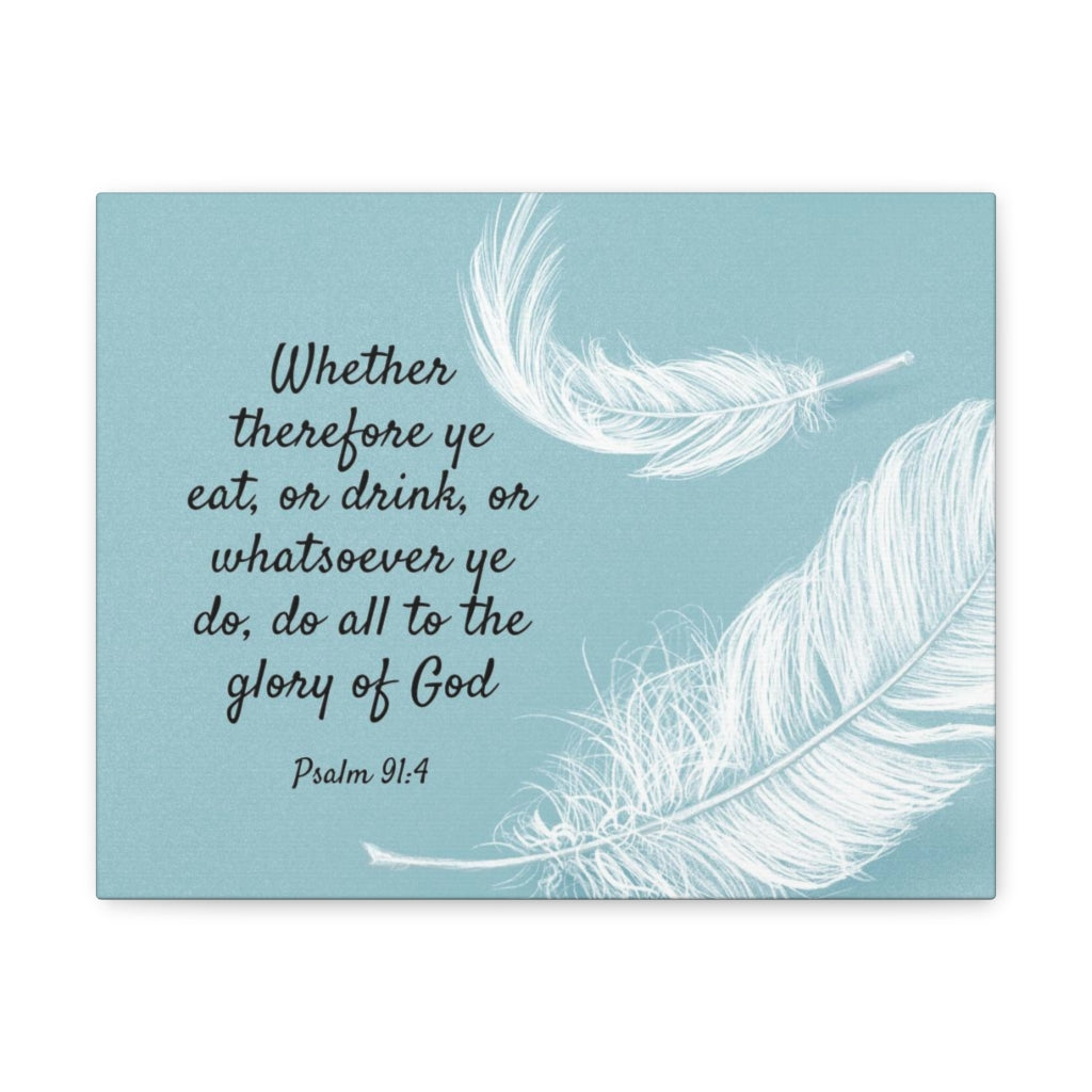 Scripture Walls Glory Of God Psalm 91:4 Feather Bible Verse Canvas Christian Wall Art Ready to Hang Unframed-Express Your Love Gifts
