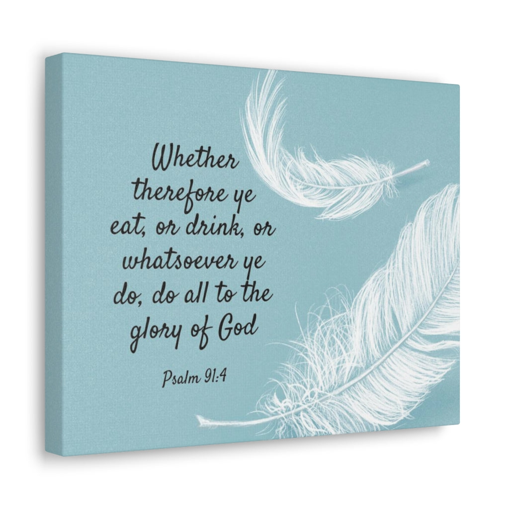 Scripture Walls Glory Of God Psalm 91:4 Feather Bible Verse Canvas Christian Wall Art Ready to Hang Unframed-Express Your Love Gifts