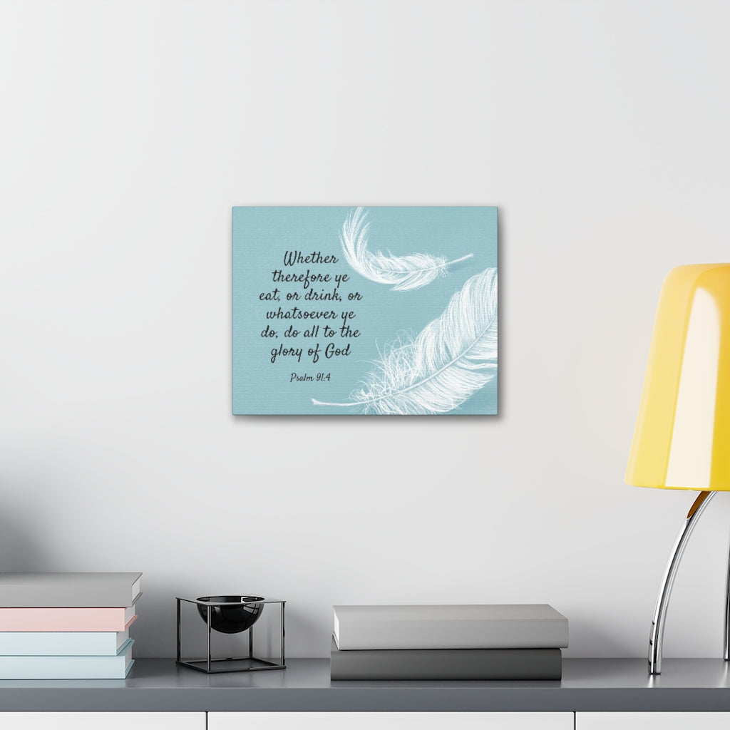 Scripture Walls Glory Of God Psalm 91:4 Feather Bible Verse Canvas Christian Wall Art Ready to Hang Unframed-Express Your Love Gifts