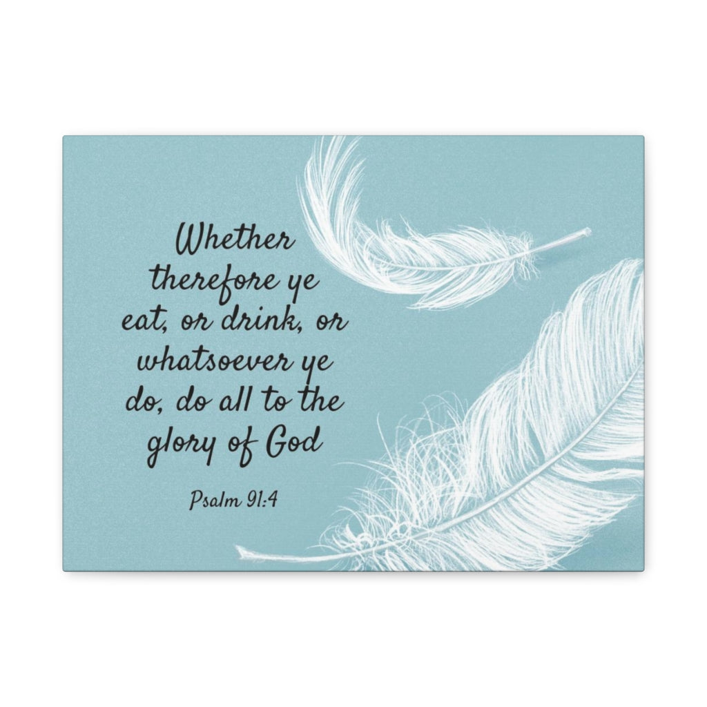 Scripture Walls Glory Of God Psalm 91:4 Feather Bible Verse Canvas Christian Wall Art Ready to Hang Unframed-Express Your Love Gifts