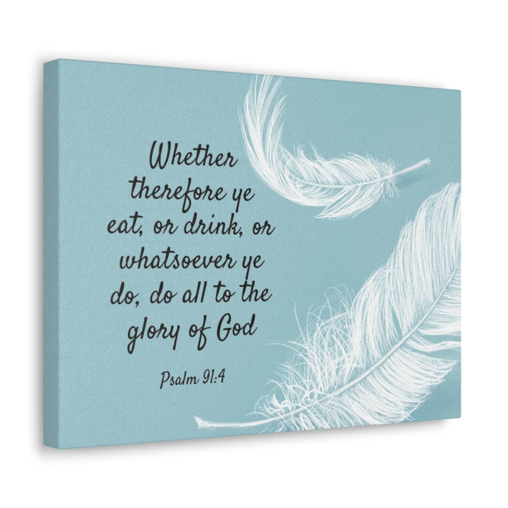 Scripture Walls Glory Of God Psalm 91:4 Feather Bible Verse Canvas Christian Wall Art Ready to Hang Unframed-Express Your Love Gifts