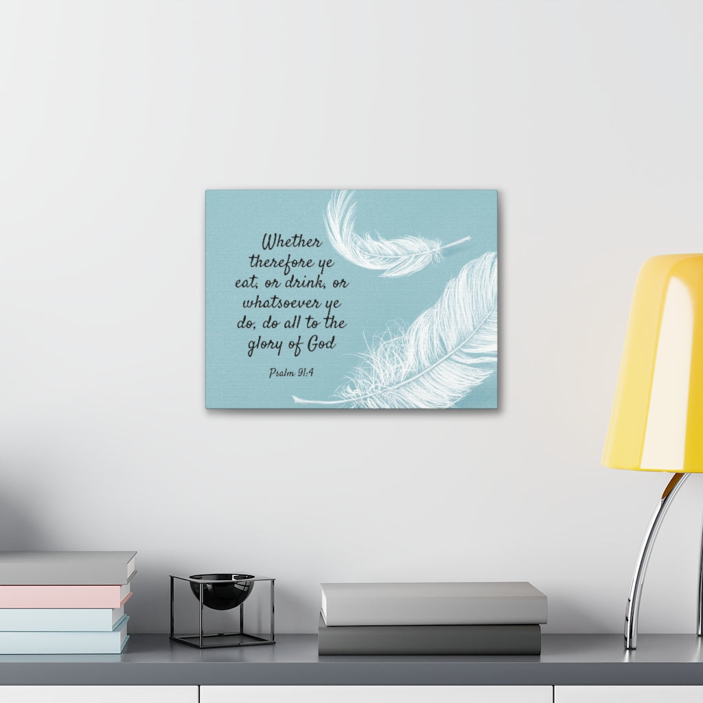 Scripture Walls Glory Of God Psalm 91:4 Feather Bible Verse Canvas Christian Wall Art Ready to Hang Unframed-Express Your Love Gifts