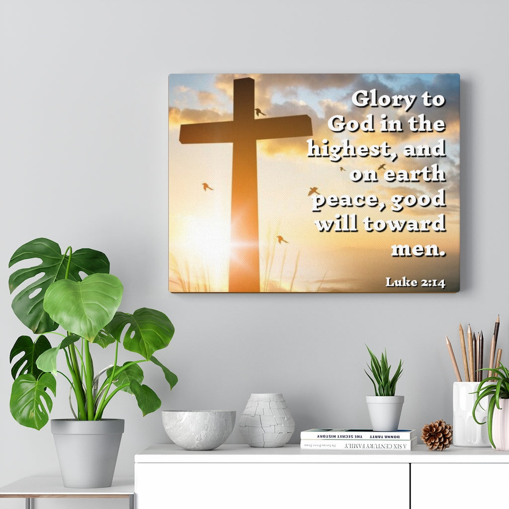 Scripture Walls Glory To God Luke 2:14 Bible Verse Canvas Christian Wall Art Ready to Hang Unframed-Express Your Love Gifts