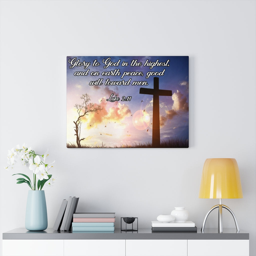 Scripture Walls Glory to God Luke 2:14 Bible Verse Canvas Christian Wall Art Ready to Hang Unframed-Express Your Love Gifts
