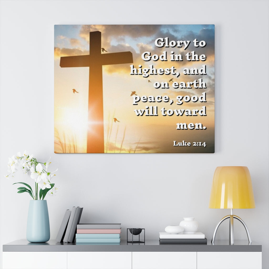 Scripture Walls Glory To God Luke 2:14 Bible Verse Canvas Christian Wall Art Ready to Hang Unframed-Express Your Love Gifts