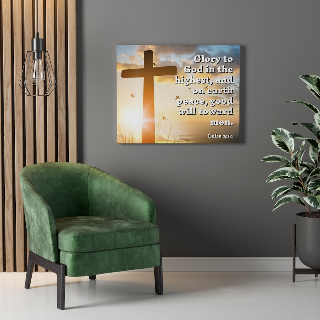 Scripture Walls Glory To God Luke 2:14 Bible Verse Canvas Christian Wall Art Ready to Hang Unframed-Express Your Love Gifts