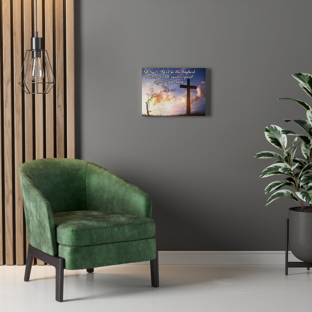 Scripture Walls Glory to God Luke 2:14 Bible Verse Canvas Christian Wall Art Ready to Hang Unframed-Express Your Love Gifts