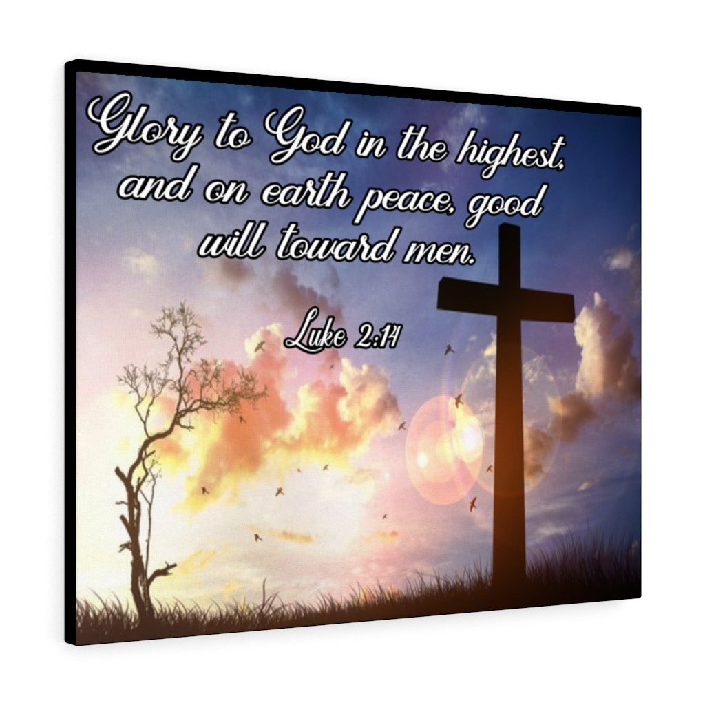 Scripture Walls Glory to God Luke 2:14 Bible Verse Canvas Christian Wall Art Ready to Hang Unframed-Express Your Love Gifts