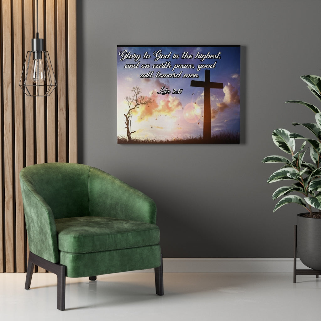 Scripture Walls Glory to God Luke 2:14 Bible Verse Canvas Christian Wall Art Ready to Hang Unframed-Express Your Love Gifts
