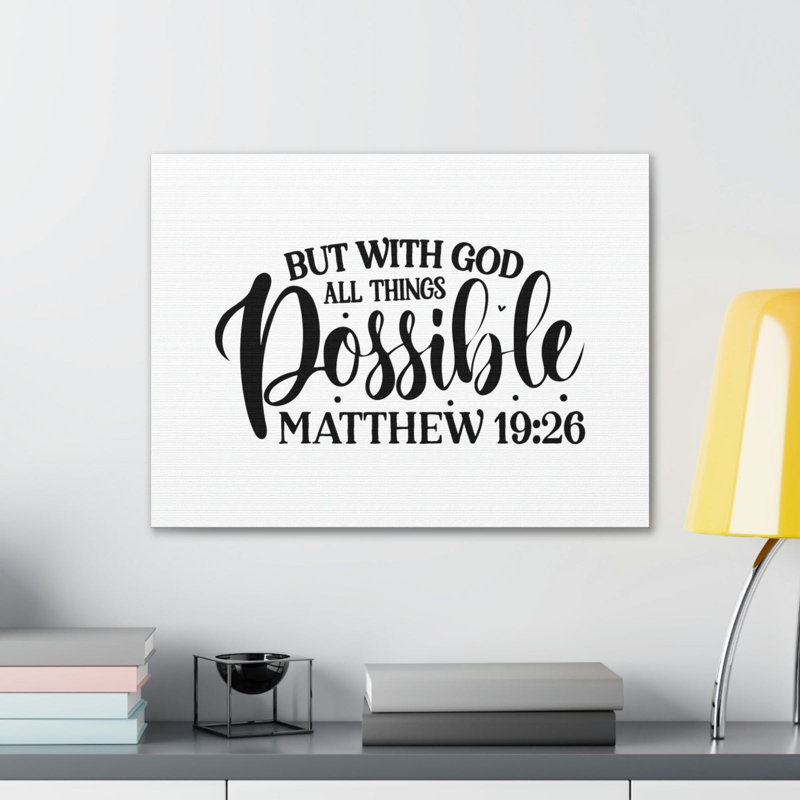 Scripture Walls God All Things Possible Matthew 19:26 Dots Christian Wall Art Bible Verse Print Ready to Hang Unframed-Express Your Love Gifts