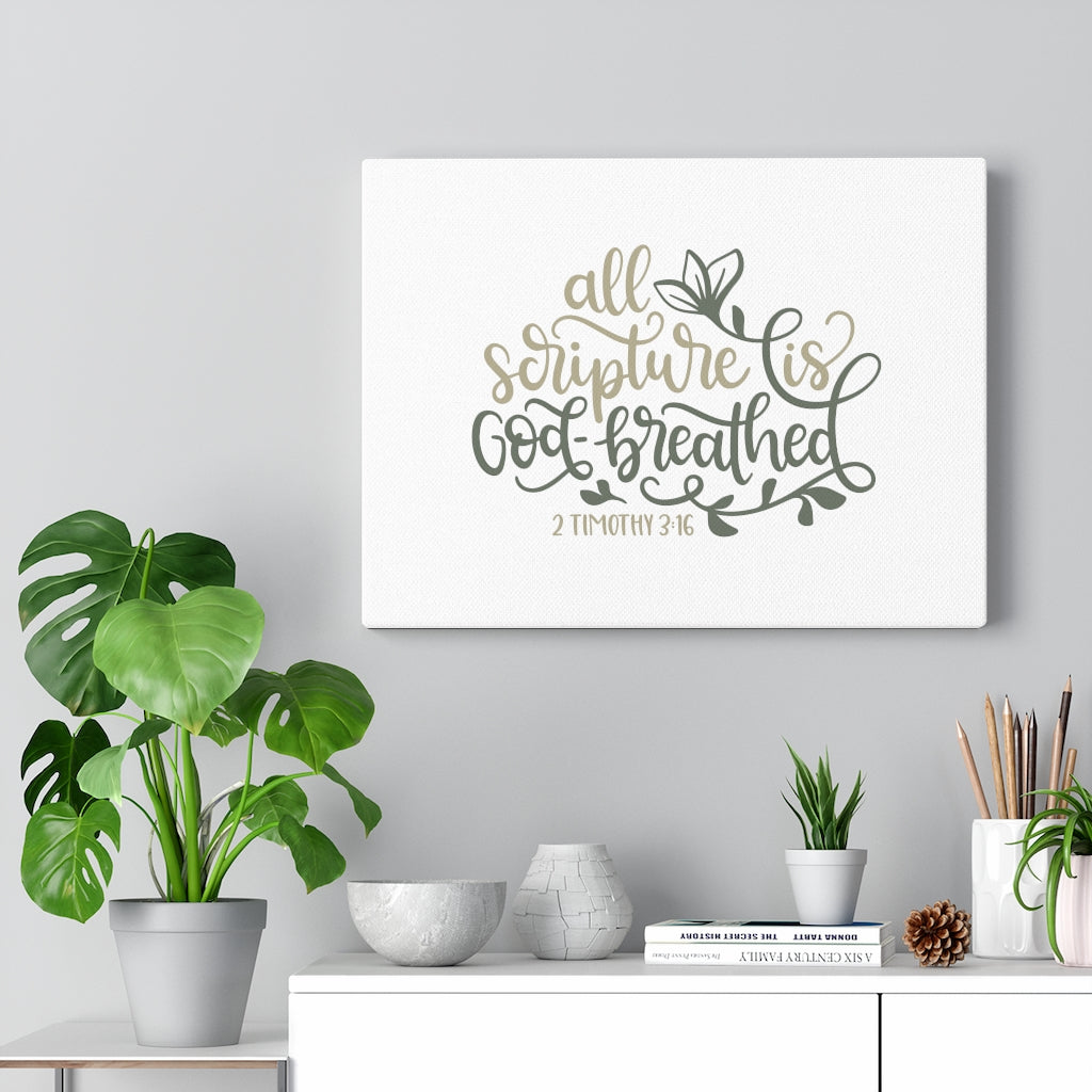 Scripture Walls God Breathed 2 Timothy 3:16 Bible Verse Canvas Christian Wall Art Ready to Hang Unframed-Express Your Love Gifts