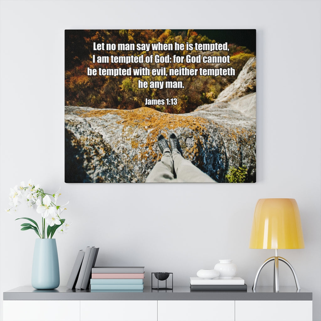 Scripture Walls God Cannot Be Tempted James 1:13 Bible Verse Canvas Christian Wall Art Ready to Hang Unframed-Express Your Love Gifts