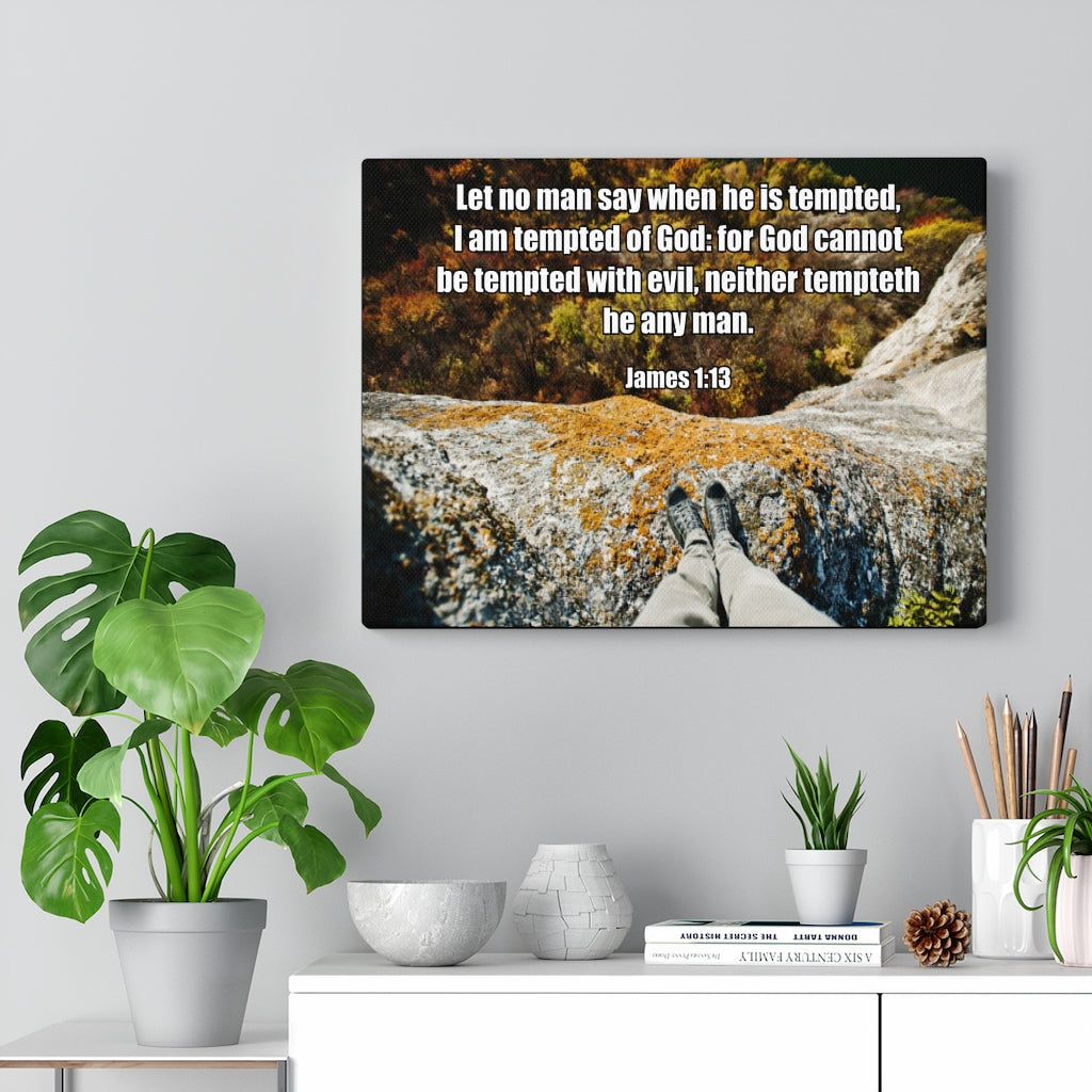 Scripture Walls God Cannot Be Tempted James 1:13 Bible Verse Canvas Christian Wall Art Ready to Hang Unframed-Express Your Love Gifts