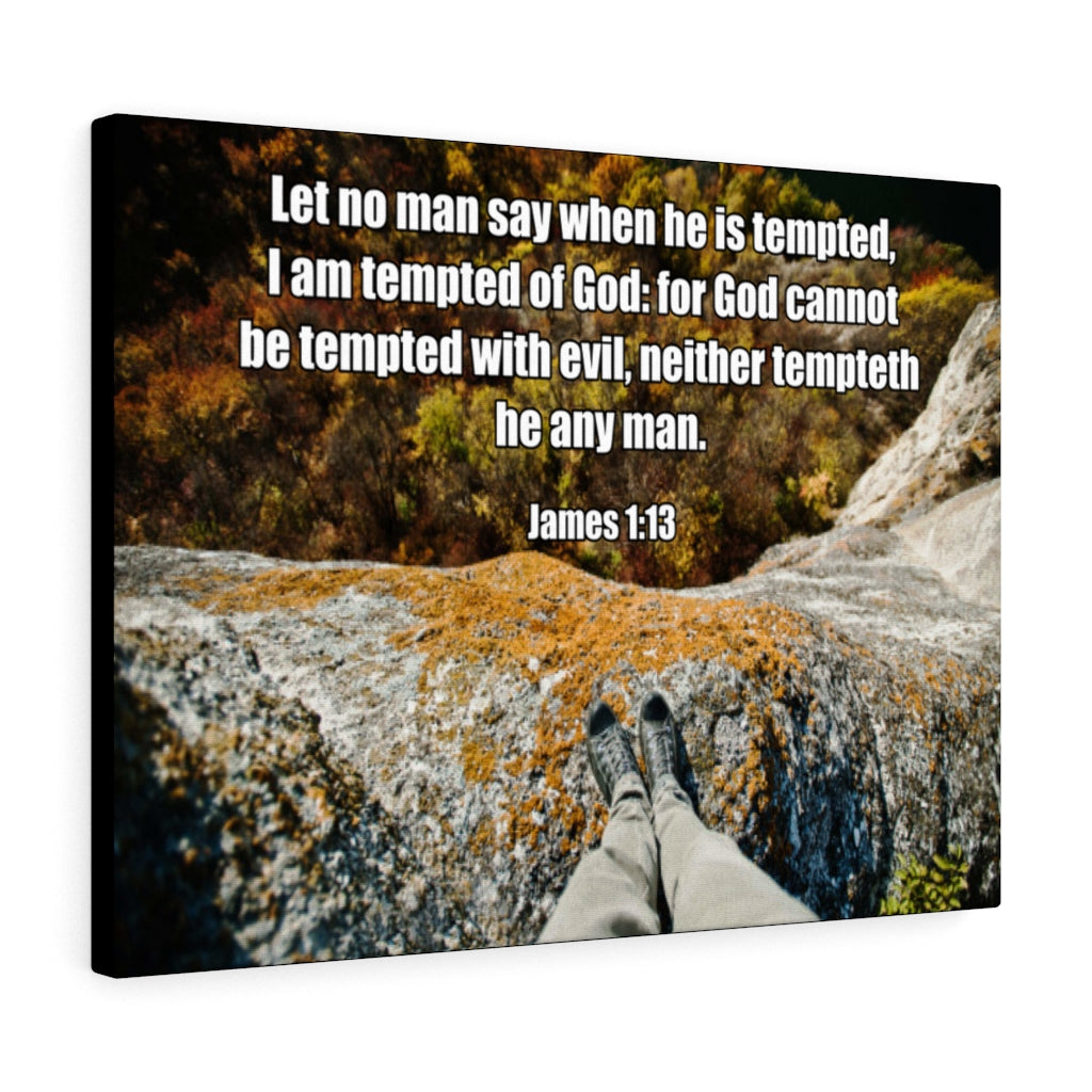 Scripture Walls God Cannot Be Tempted James 1:13 Bible Verse Canvas Christian Wall Art Ready to Hang Unframed-Express Your Love Gifts