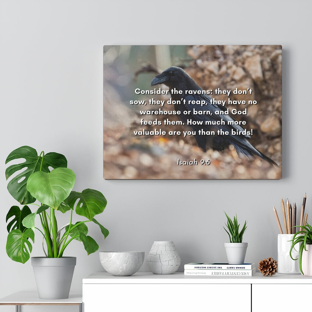 Scripture Walls God Feedeth Them Isaiah 9:6 Bible Verse Canvas Christian Wall Art Ready to Hang Unframed-Express Your Love Gifts