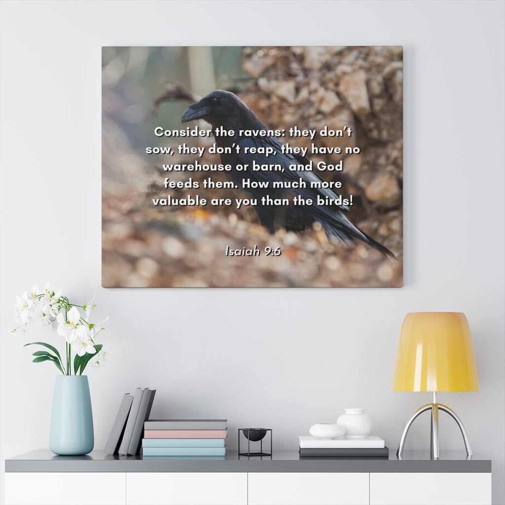 Scripture Walls God Feedeth Them Isaiah 9:6 Bible Verse Canvas Christian Wall Art Ready to Hang Unframed-Express Your Love Gifts