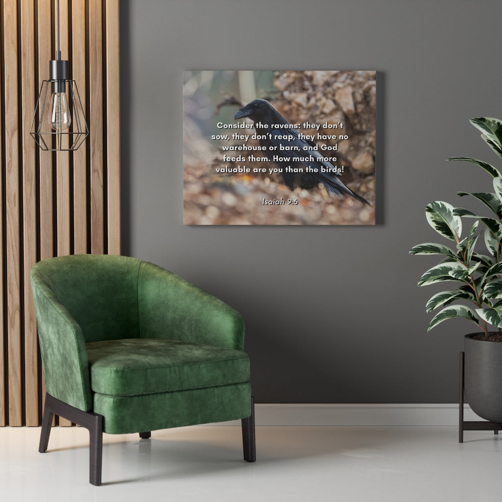 Scripture Walls God Feedeth Them Isaiah 9:6 Bible Verse Canvas Christian Wall Art Ready to Hang Unframed-Express Your Love Gifts