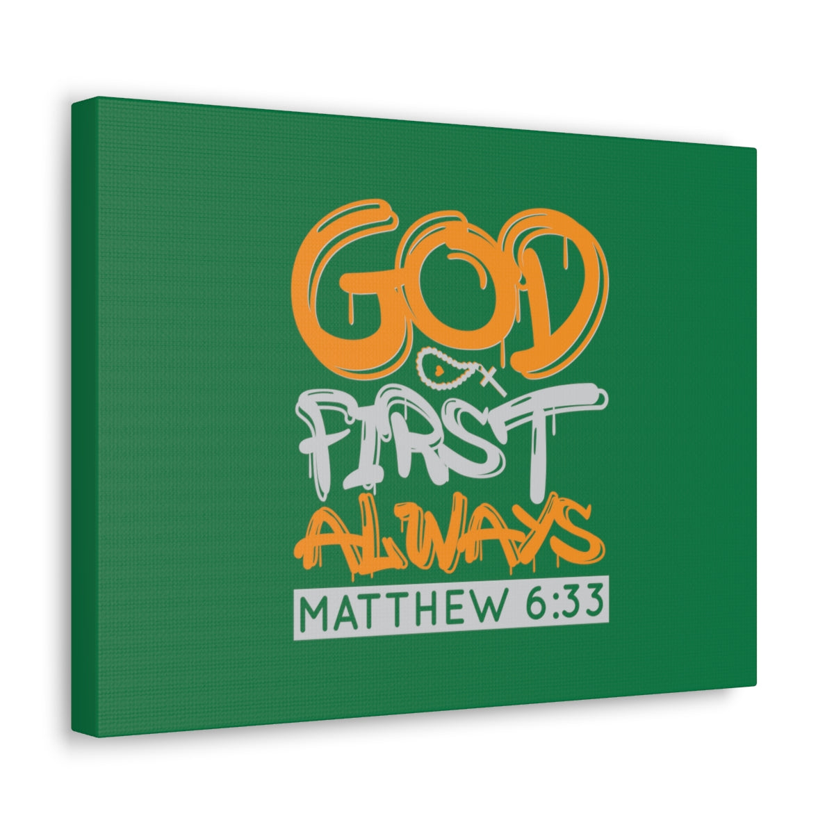 Scripture Walls God First Always Matthew 6:33 Dark Green Bible Verse Canvas Christian Wall Art Ready to Hang Unframed-Express Your Love Gifts