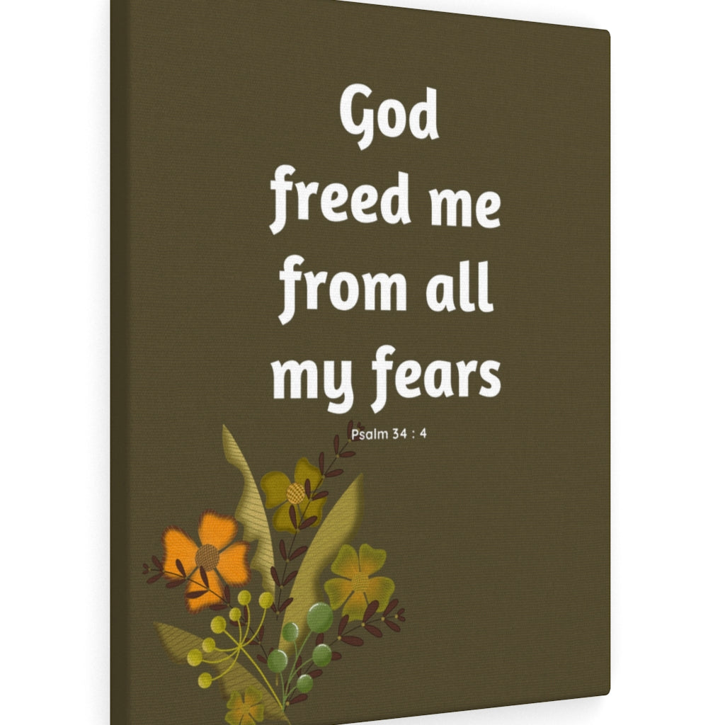 Scripture Walls God Freed Me Flowers Psalm 34:4 Bible Verse Canvas Christian Wall Art Ready to Hang Unframed-Express Your Love Gifts
