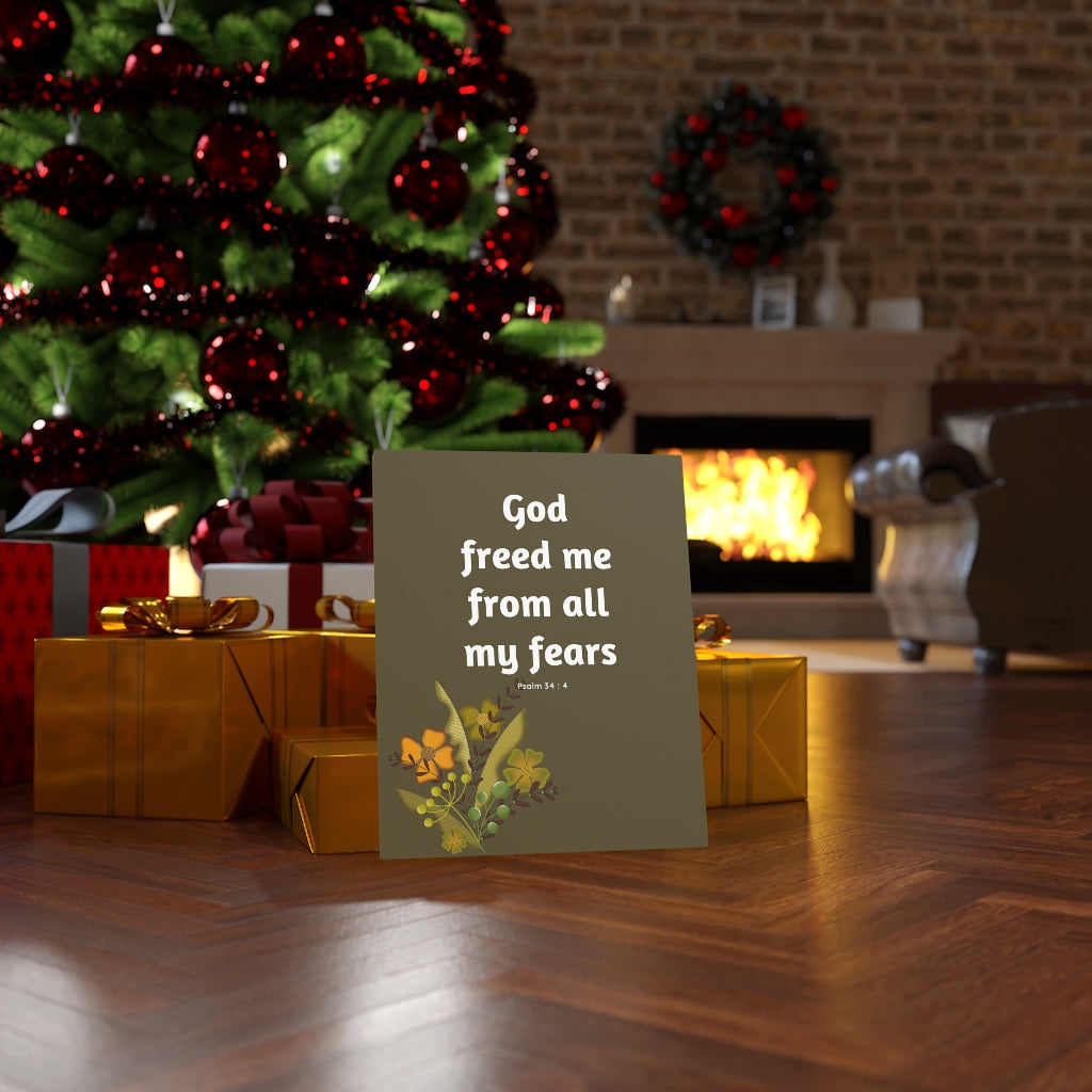 Scripture Walls God Freed Me Flowers Psalm 34:4 Bible Verse Canvas Christian Wall Art Ready to Hang Unframed-Express Your Love Gifts