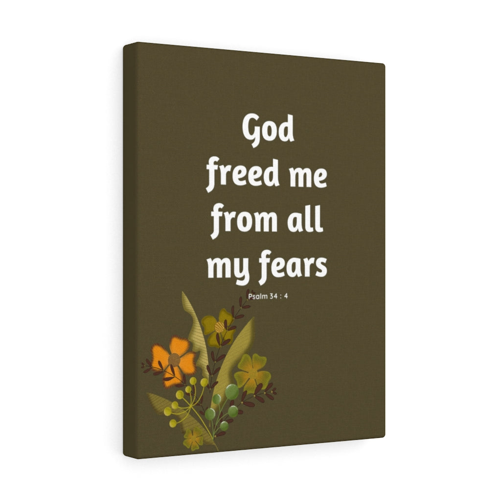 Scripture Walls God Freed Me Flowers Psalm 34:4 Bible Verse Canvas Christian Wall Art Ready to Hang Unframed-Express Your Love Gifts