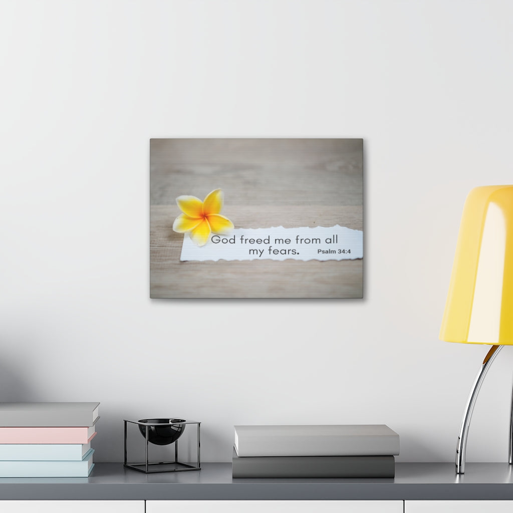 Scripture Walls God Freed Me From All My Fears Psalm 34:4 Bible Verse Canvas Christian Wall Art Ready to Hang Unframed-Express Your Love Gifts