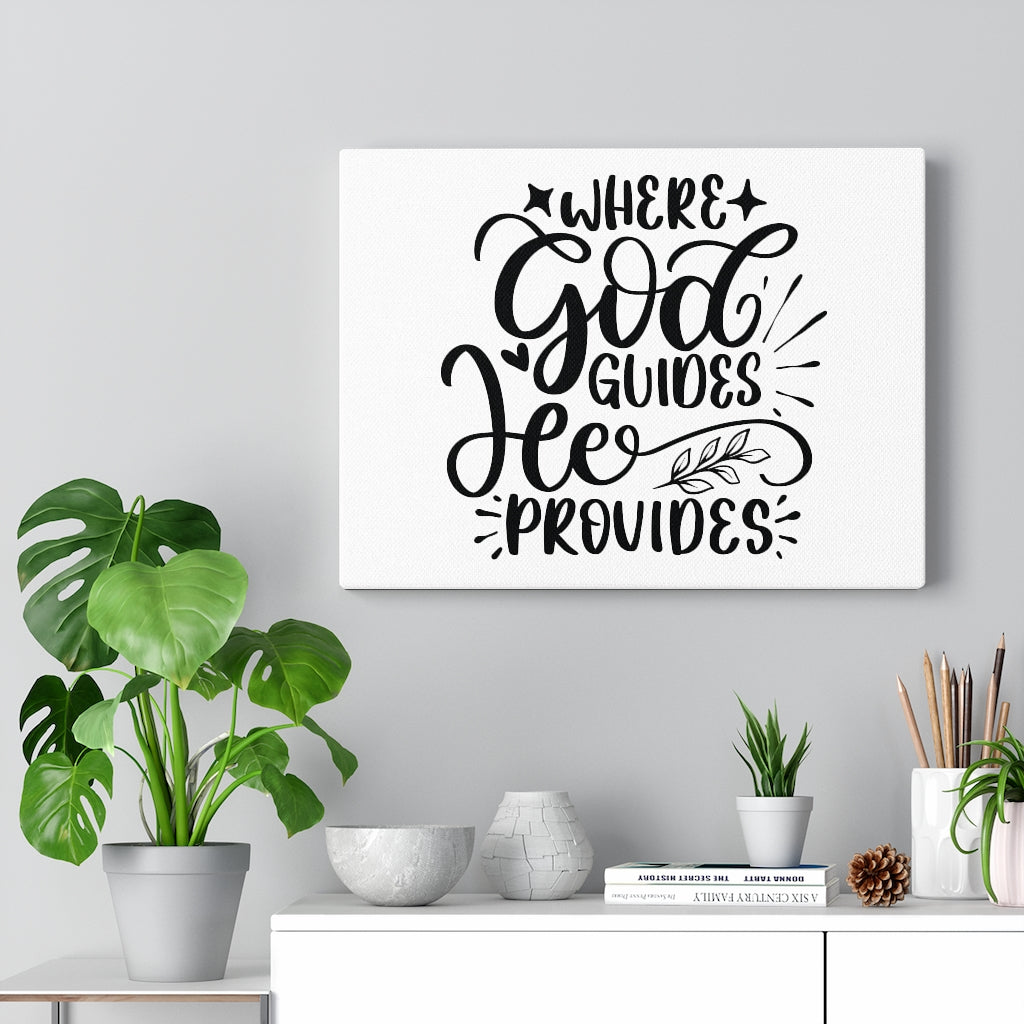 Scripture Walls God Guides He Provides Bible Verse Canvas Christian Wall Art Ready to Hang Unframed-Express Your Love Gifts