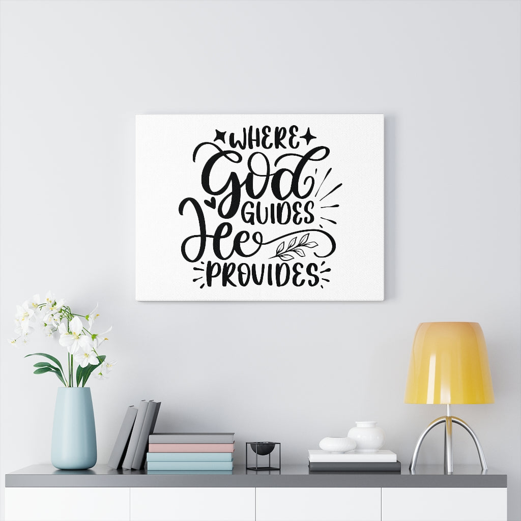 Scripture Walls God Guides He Provides Bible Verse Canvas Christian Wall Art Ready to Hang Unframed-Express Your Love Gifts