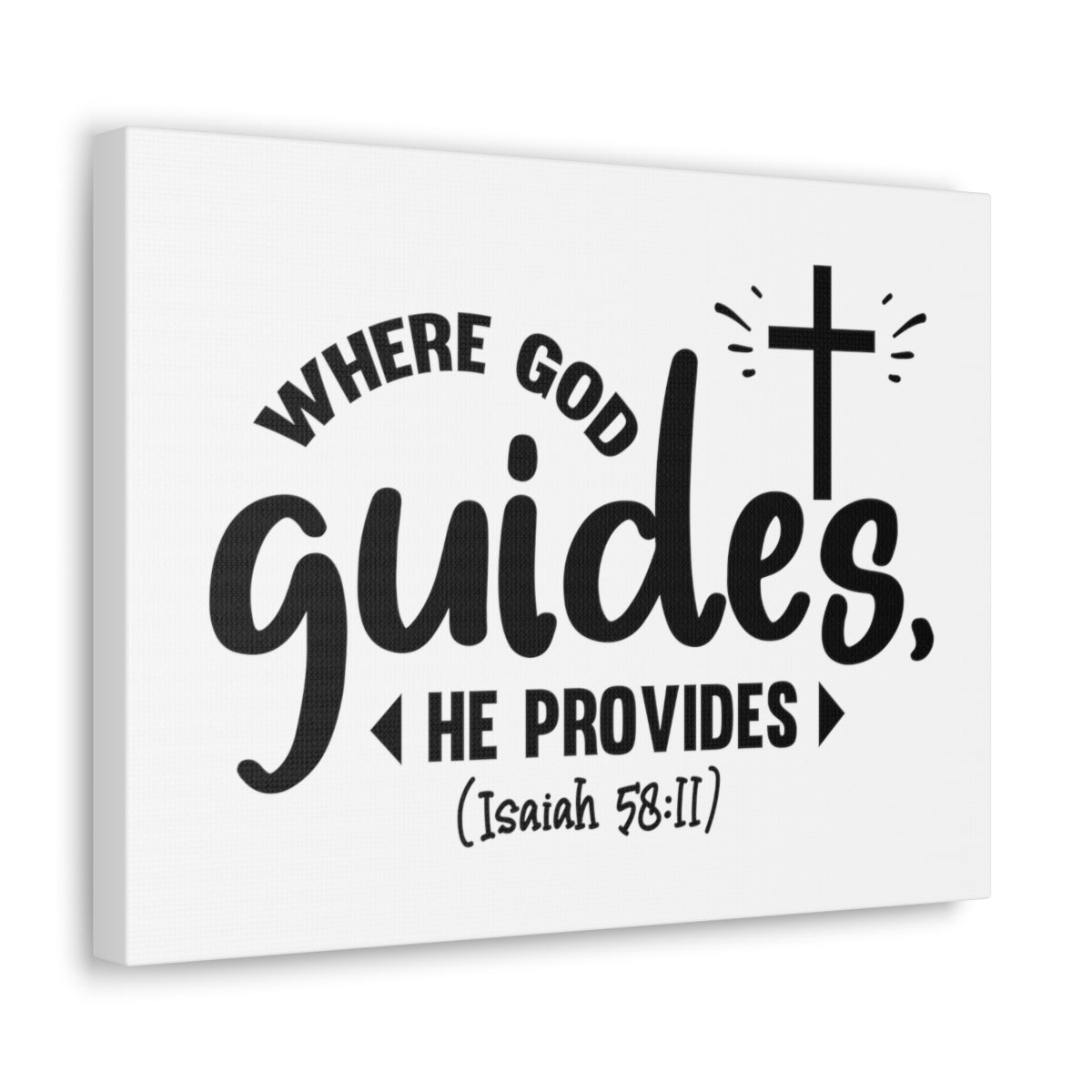 Scripture Walls God Guides Isaiah 58:11 Cross Bible Verse Canvas Christian Wall Art Ready to Hang Unframed-Express Your Love Gifts