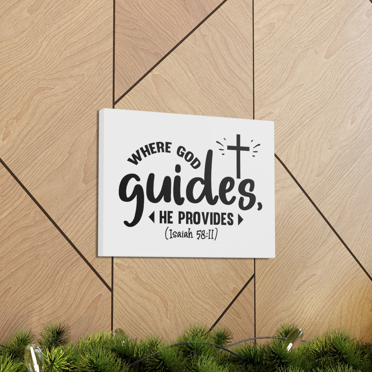 Scripture Walls God Guides Isaiah 58:11 Cross Bible Verse Canvas Christian Wall Art Ready to Hang Unframed-Express Your Love Gifts