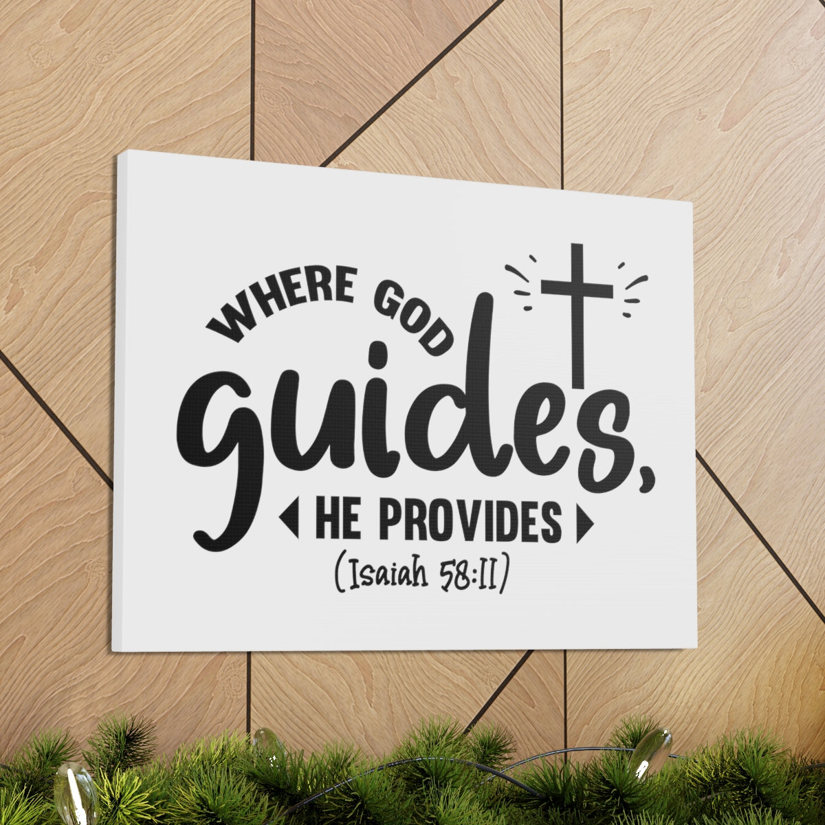 Scripture Walls God Guides Isaiah 58:11 Cross Bible Verse Canvas Christian Wall Art Ready to Hang Unframed-Express Your Love Gifts