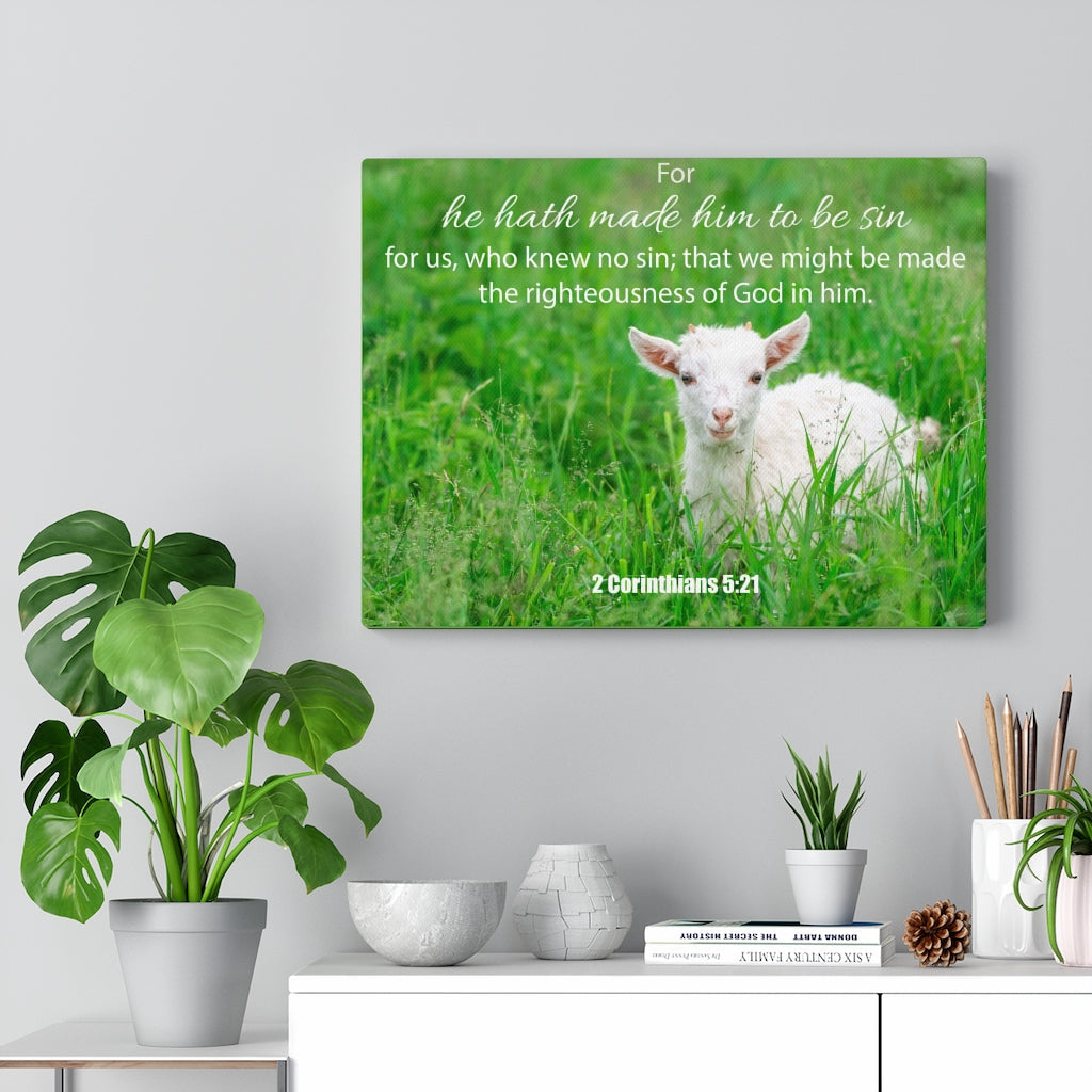 Scripture Walls God in Him 2 Corinthians 5:21 Bible Verse Canvas Christian Wall Art Ready to Hang Unframed-Express Your Love Gifts