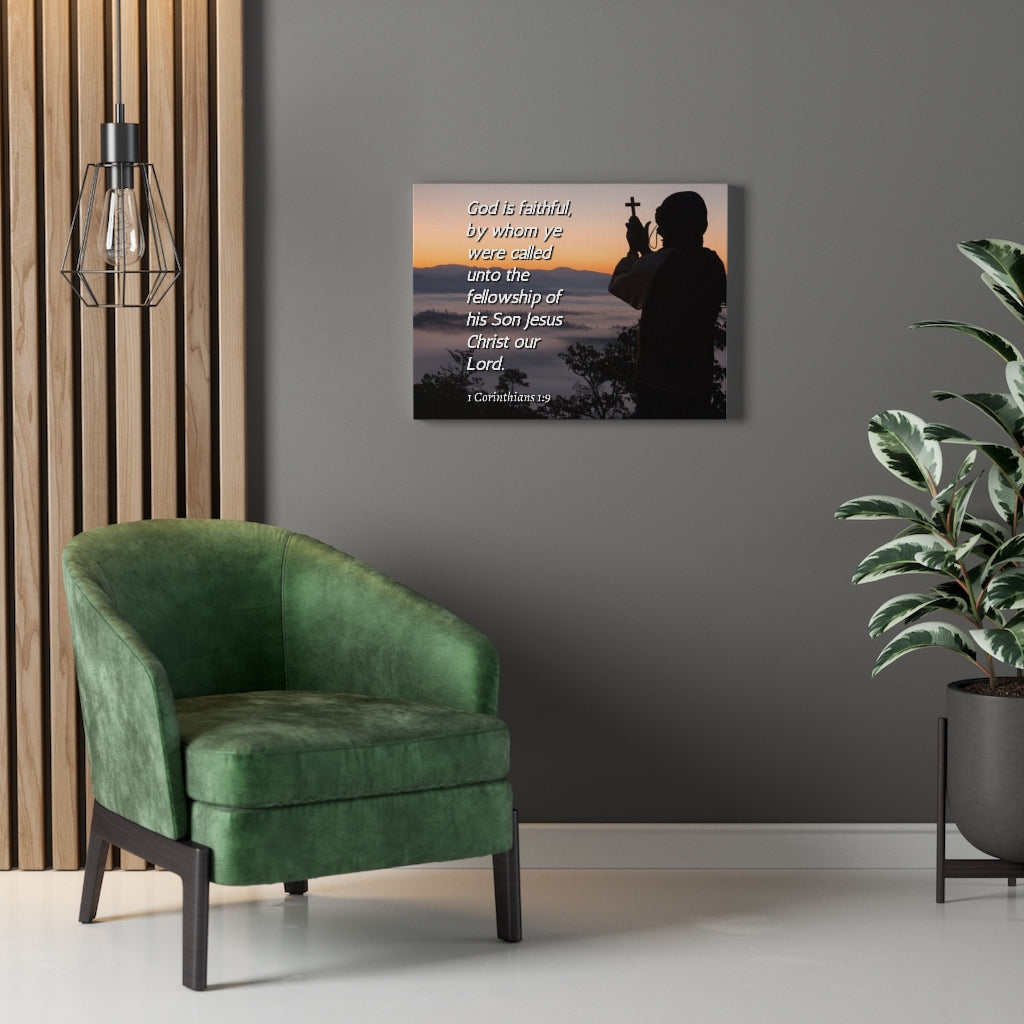Scripture Walls God Is Faithful 1 Corinthians 1:9 Bible Verse Canvas Christian Wall Art Ready to Hang Unframed-Express Your Love Gifts