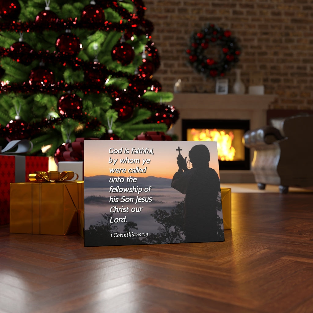 Scripture Walls God Is Faithful 1 Corinthians 1:9 Bible Verse Canvas Christian Wall Art Ready to Hang Unframed-Express Your Love Gifts