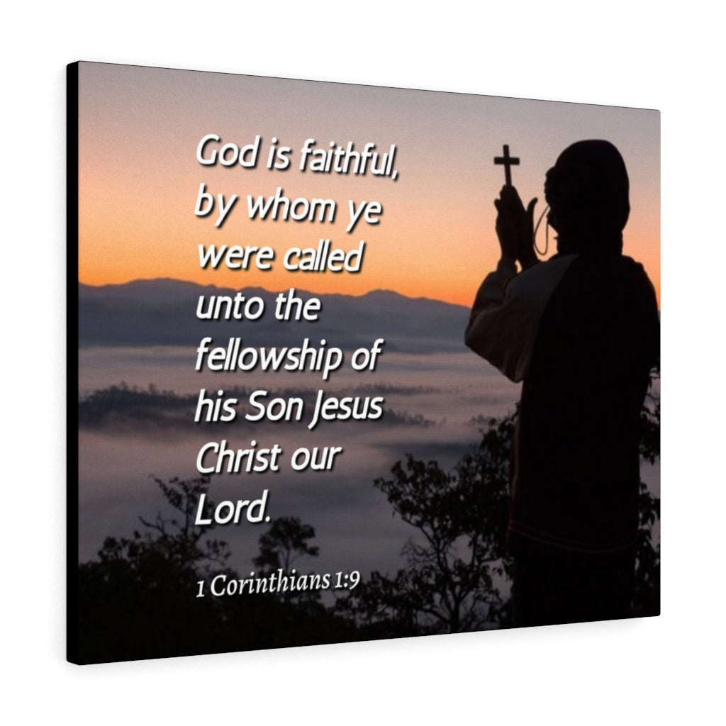 Scripture Walls God Is Faithful 1 Corinthians 1:9 Bible Verse Canvas Christian Wall Art Ready to Hang Unframed-Express Your Love Gifts