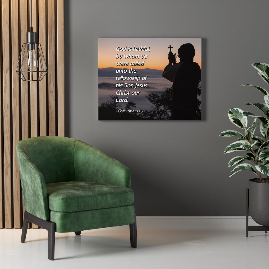 Scripture Walls God Is Faithful 1 Corinthians 1:9 Bible Verse Canvas Christian Wall Art Ready to Hang Unframed-Express Your Love Gifts