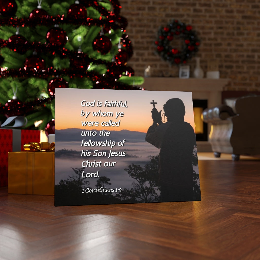 Scripture Walls God Is Faithful 1 Corinthians 1:9 Bible Verse Canvas Christian Wall Art Ready to Hang Unframed-Express Your Love Gifts