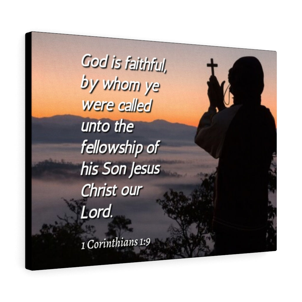 Scripture Walls God Is Faithful 1 Corinthians 1:9 Bible Verse Canvas Christian Wall Art Ready to Hang Unframed-Express Your Love Gifts