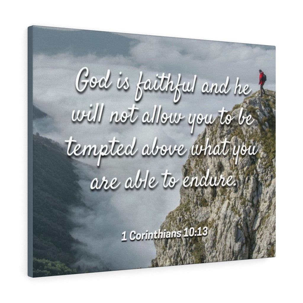 Scripture Walls God Is Faithful 1 Corinthians 10:13 Bible Verse Canvas Christian Wall Art Ready to Hang Unframed-Express Your Love Gifts