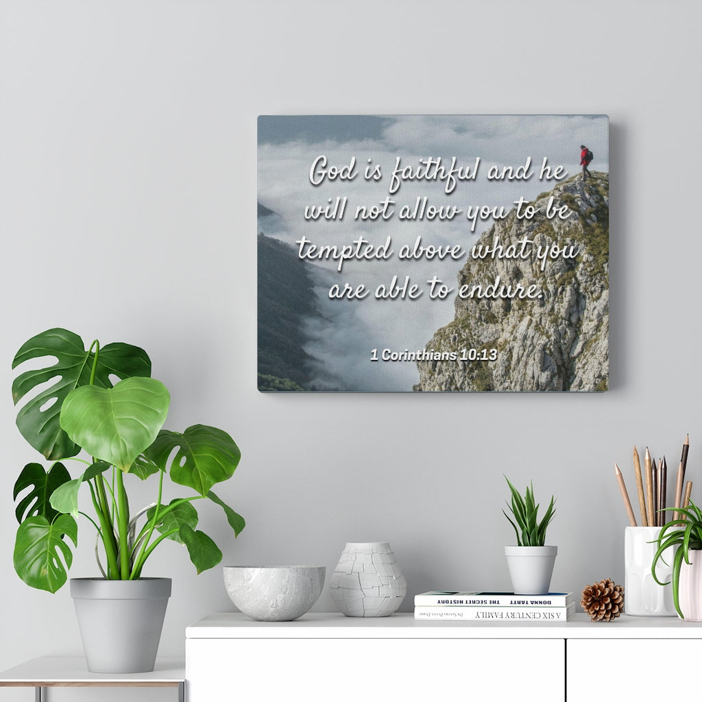 Scripture Walls God Is Faithful 1 Corinthians 10:13 Bible Verse Canvas Christian Wall Art Ready to Hang Unframed-Express Your Love Gifts