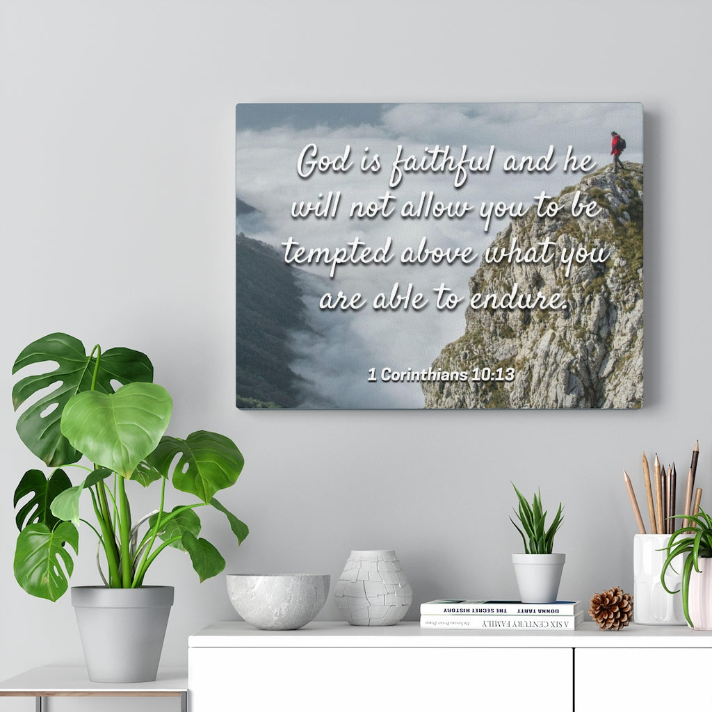 Scripture Walls God Is Faithful 1 Corinthians 10:13 Bible Verse Canvas Christian Wall Art Ready to Hang Unframed-Express Your Love Gifts