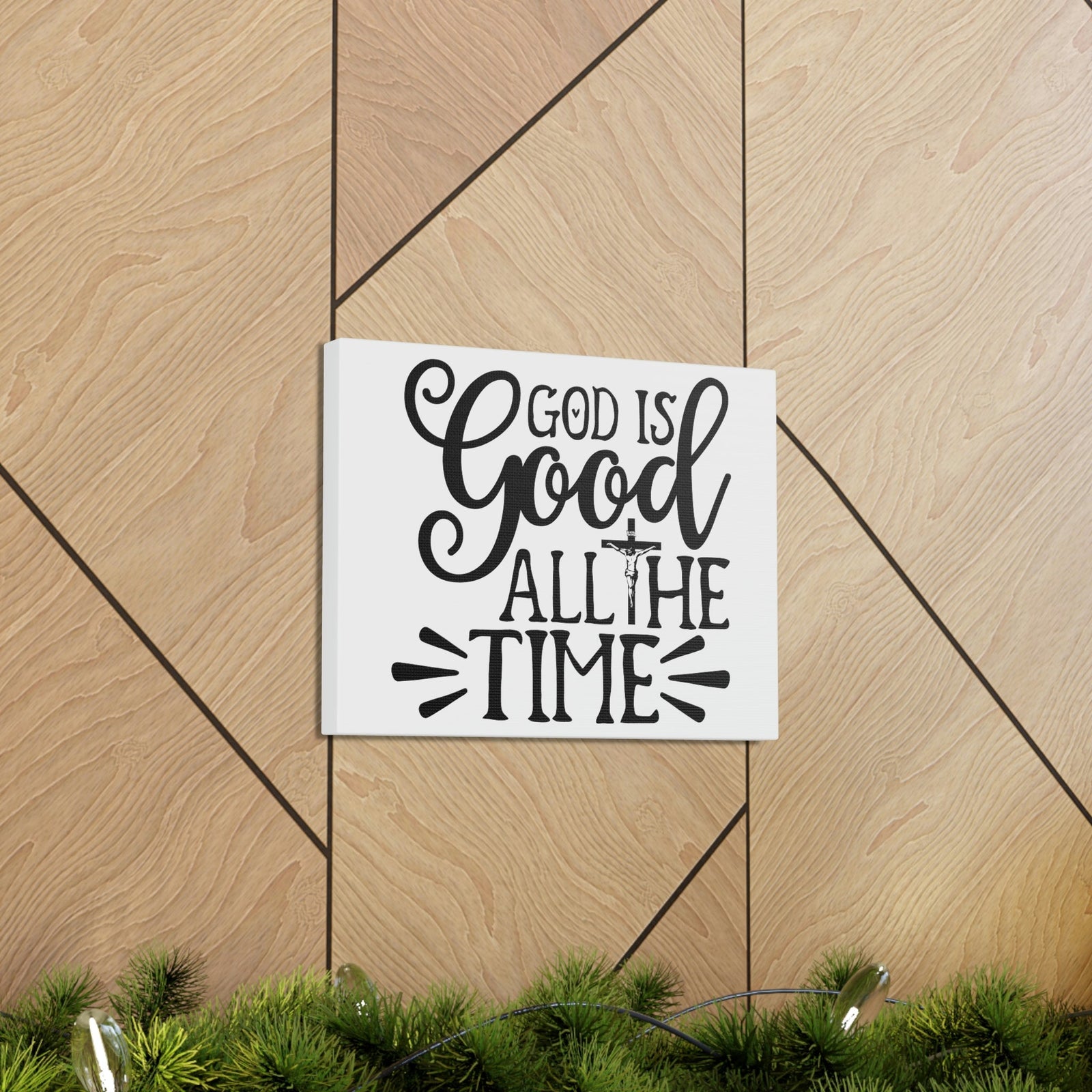 Scripture Walls God Is Good All The Time Psalm 34:8 Cross Christian Wall Art Print Ready to Hang Unframed-Express Your Love Gifts