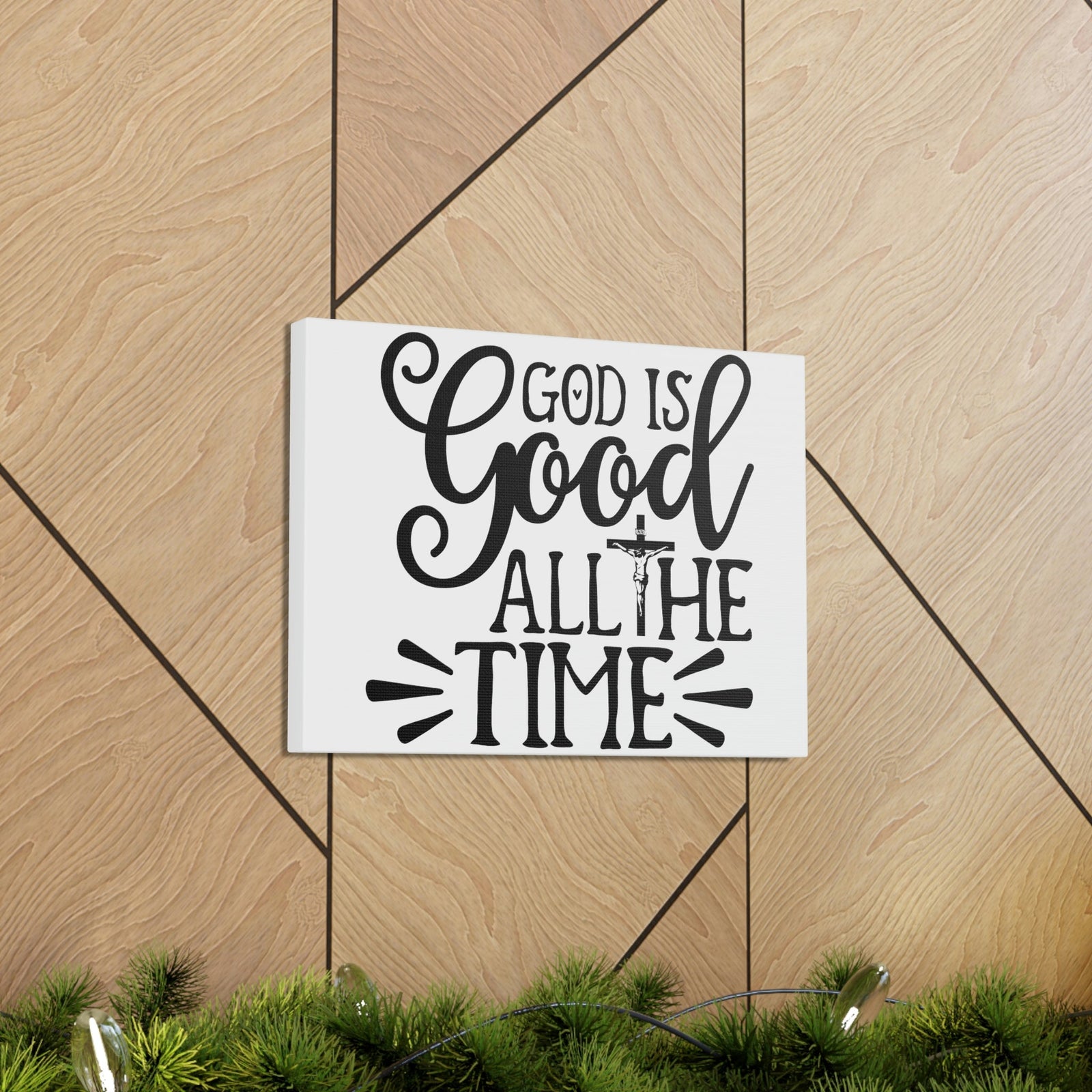 Scripture Walls God Is Good All The Time Psalm 34:8 Cross Christian Wall Art Print Ready to Hang Unframed-Express Your Love Gifts