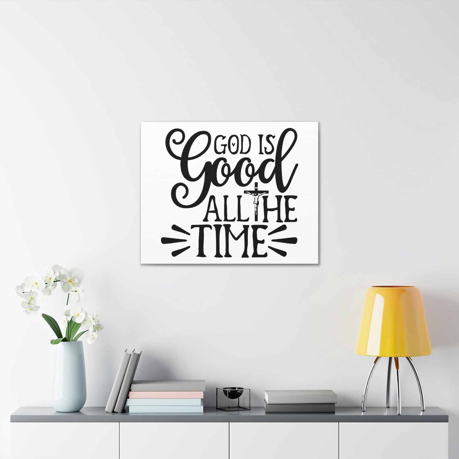 Scripture Walls God Is Good All The Time Psalm 34:8 Cross Christian Wall Art Print Ready to Hang Unframed-Express Your Love Gifts