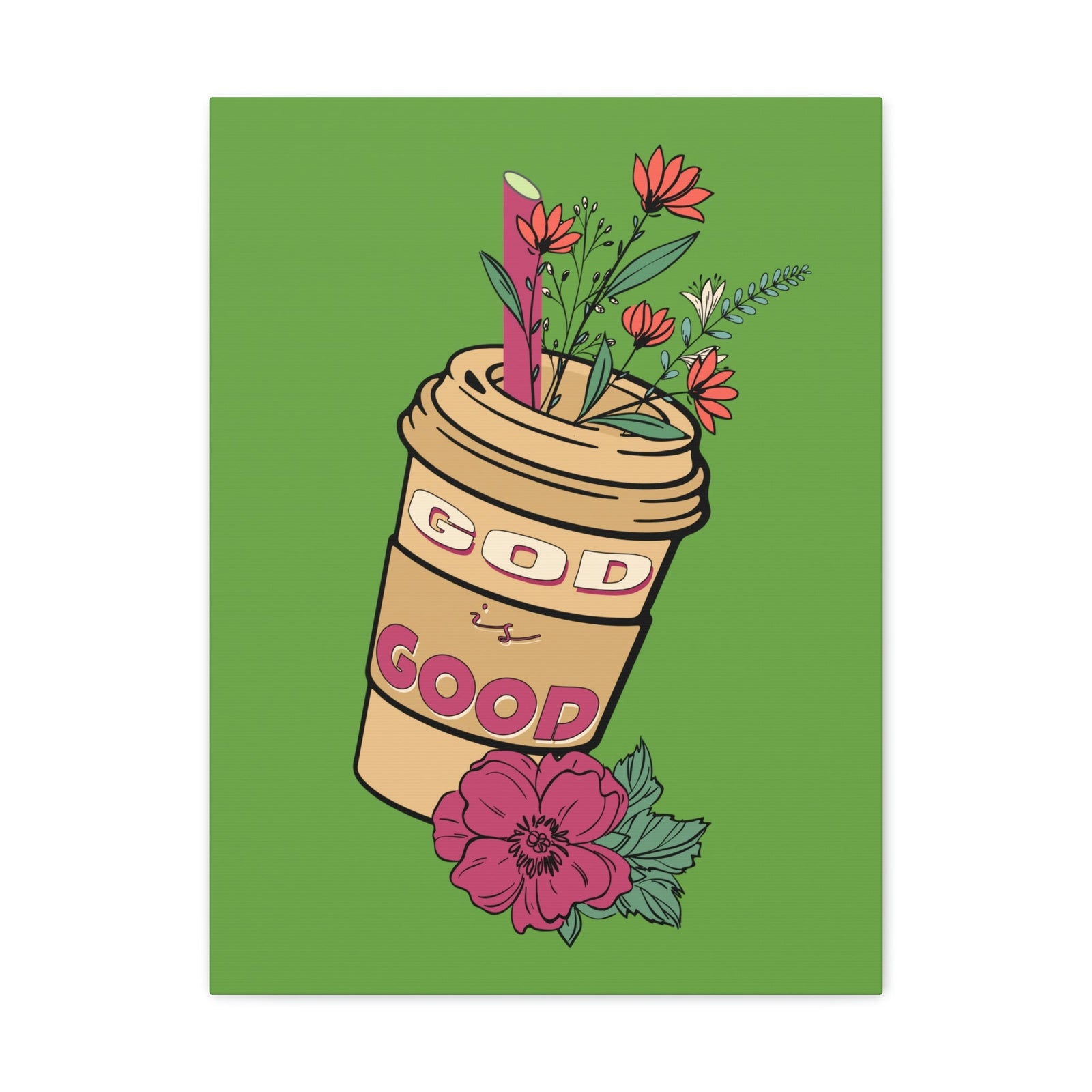 Scripture Walls God Is Good Psalm 100:5 Flower Cup Christian Wall Art Bible Verse Print Ready to Hang Unframed-Express Your Love Gifts